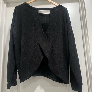 NWOT black shimmery top with open back detail